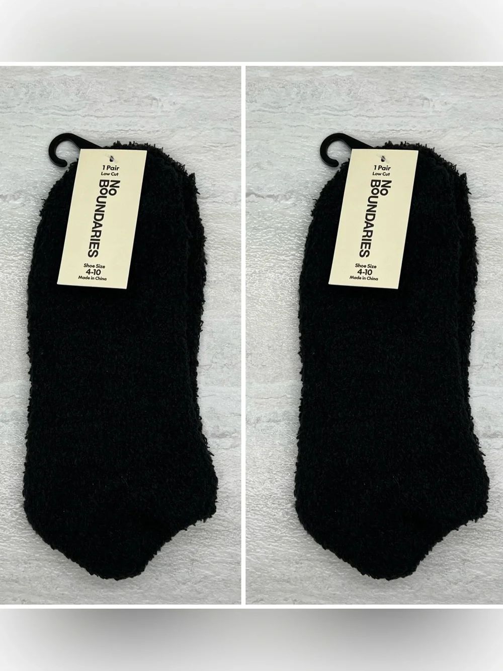 💫 $3 Two Pairs of Fuzzy Socks by No Boundaries in Black ~ NWT